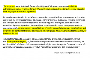 Prohibición temporal de clases presenciales